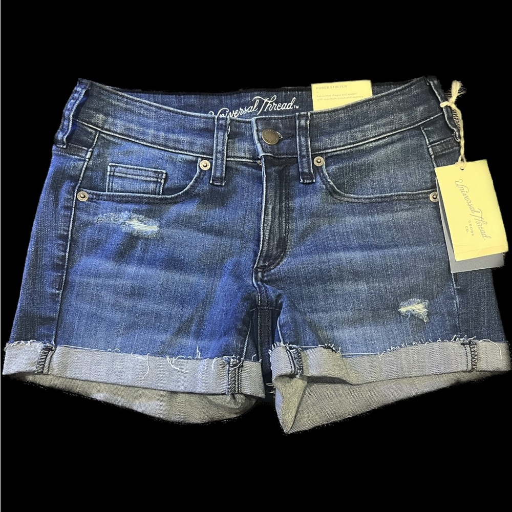 Universal thread power stretch  mine-rise midi shorts